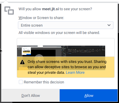 A screenshot showing the same 'Entire screen' behaviour on Firefox